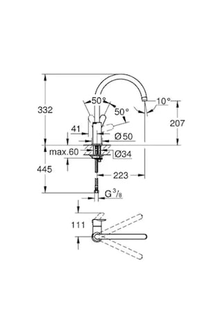 Grohe Bauedge Döner Borulu Eviye Bataryası 31367000