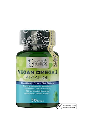 Nature's Supreme Vegan Omega 3 Algae Oil 30 Kapsül