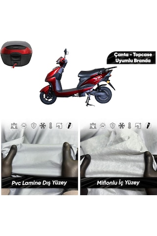 Volta Vs1 Uyumlu Motosiklet Brandası Su Geçirmez Miflonlu Topcase Çanta Uyumlu Motor Branda