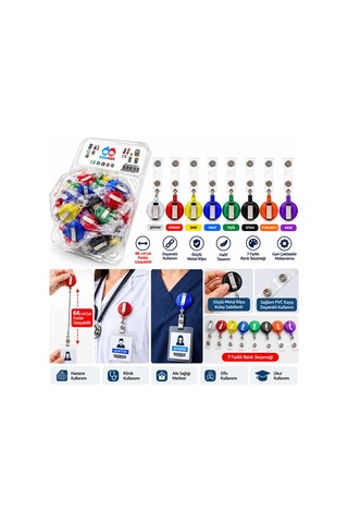 Hemengo 80 Adet Yoyo Kartlık Renkli Yaka Kart Tutucu Diğer
