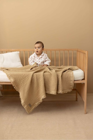 Zeypba %100 Pamuk 4 Katlı Müslin Bebek Battaniye & Çocuk Müslin Battaniye 110x110 CM Vizon
