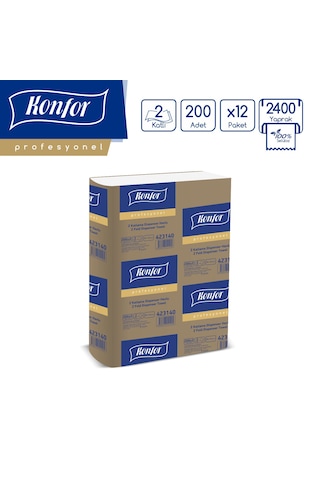 Konfor Profesyonel Z Katlama Havlu Dispenser Peçete 200 Yaprak X 12 Adet