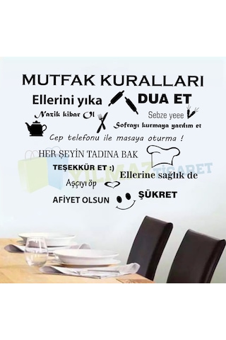 Mutfak Kuralları Mutfak Sticker Dekor Etiket Yapıştırma Çıkartma