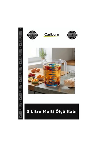 Özel Üretim Mutfak Gereci Şeffaf 3000 Ml 3 Litre Multi Ölçü Kabı Diğer