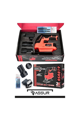 Assur ASR819-02-08 12V Çift Akü Dekupaj Testere Kırmızı