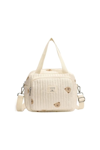 Jialan Bebek Bezi Çantası Değiştirme Çantası Sevimli Ayı Nakış Beyaz