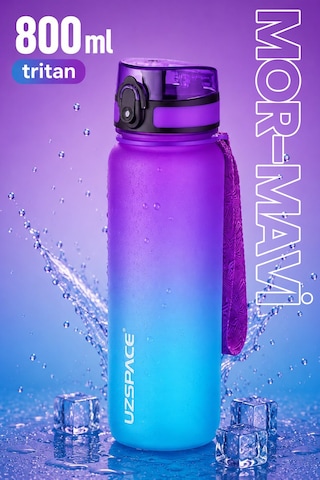 800 Ml Çift Renk Softtouch Tritan Su Matarası Mor - Mavi