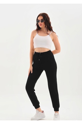 Vogsign 383 Unisex Modal Kumaş Lastikli Paça Cepli Eşofman Altı Siyah