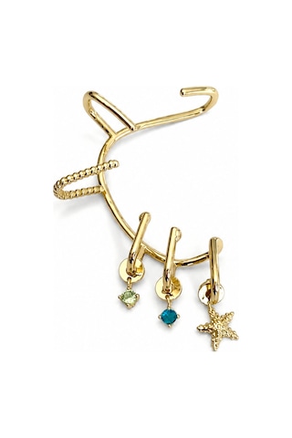 Çelik Taşlı Yıldız Earcuff Gold 41479259