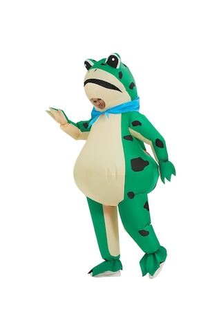Şişme Kurbağa Kostüm Komik Tam Vücut Blow Up Cosplay Kostüm Seti