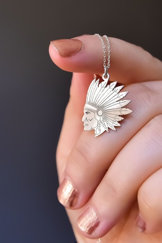 Papatya Silver 925 Ayar Gümüş Antik ve Etnik Desenli, Vintage Mısır Tanrıçası, Kızıldere Kafası Kolye