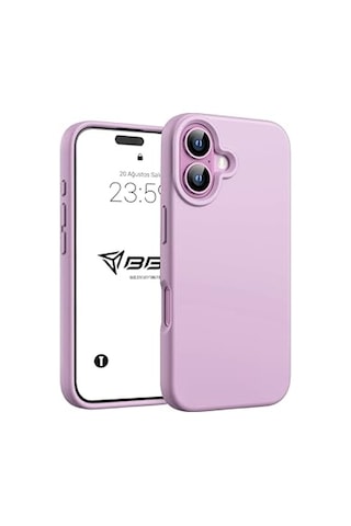 Apple iPhone Uyumlu Kılıf İnce Sıvı Silikon 3 Katmanlı Tam Kaplamalı Yumuşak Jel Kauçuk Kılıf Kapak, Mat Lila Apple iPhone Uyumlu 16 Diğer