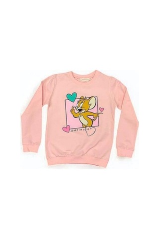 Kız Çoçuk Pamuklu Sweatshirt-15212 Pembe