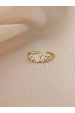 Beş Taş Model Eklem Kıkırdak Kemik Ayarlanabilir Model Altın Renkli Yüzük Gold