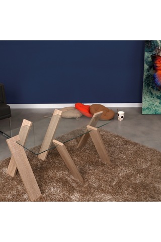 Roman Maxi Cam Orta Sehpa Açık Meşe / Renkli Orta Sehpa