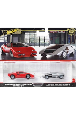 1:64 Hot Wheels Premium Car Culture 2'li Paket Lamborghini Countach Lp5000 Qv Ve Lancia Stratos Zero