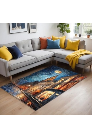 Manz Kadife Kaymaz Pamuk Tabanlı Yıkanabilir Antibakteriyel Salon Halısı 200x300 Genel