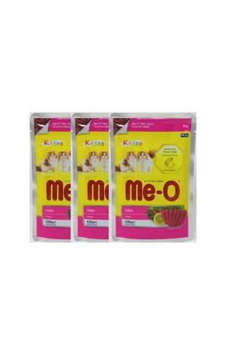 Me-O Kitten Ton Balıklı Jöleli Pouch Yavru Kedi Yaş Maması 3 x 80 G