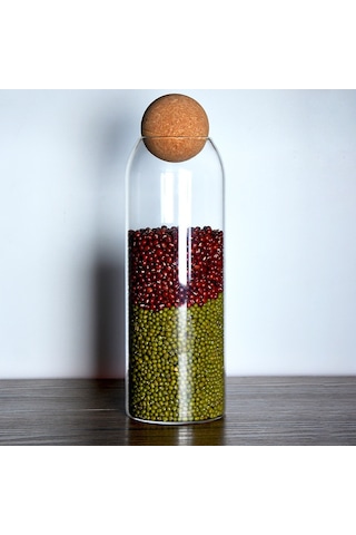 Yaozixa Büyük Boy 1250ml Cam Depo Kavanozu - Kurşunsuz, Yumuşak Mantar Keçiği Kapaklı, Şeffaf Dairesel, Çay Ve Baharat Saklama Kabı Diğer