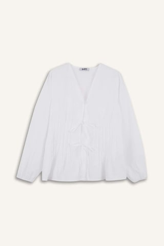 DeFacto Regular Fit V Yaka Poplin Uzun Kollu Tesettürt Bluz Tunik F2720AX25SMWT34