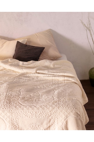 Madame Coco Rochelle Vizon Emboss Çift Kişilik Battaniye - Ekru 1kbatc0436çift Kişilik-ekru