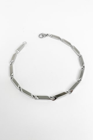 Gümüş Renkli Küp Bambu Zincir Bileklik Gümüş