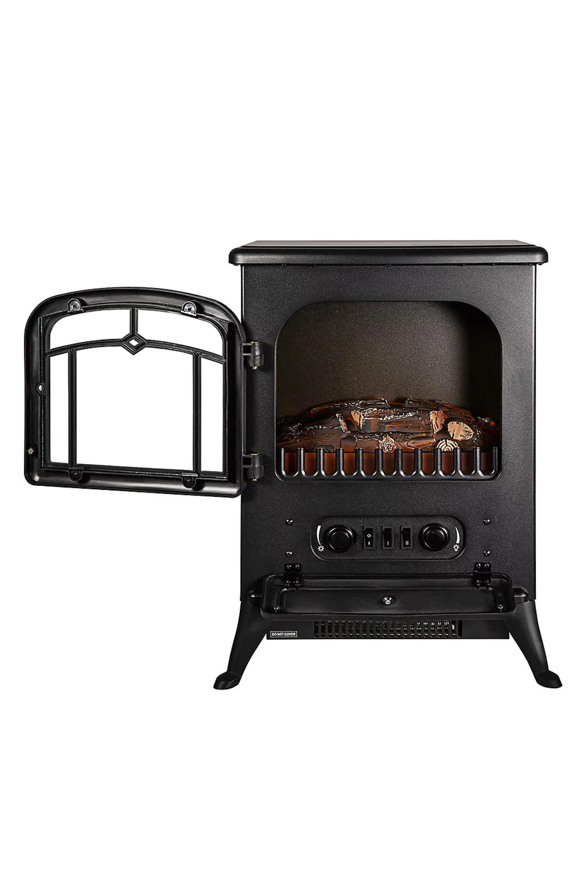 Elektrikli Şömine Siyah 1850 W Metal Kasa, Fanlı Şömine, Elektrikli Soba , Gold Kulp ,gold Detaylı