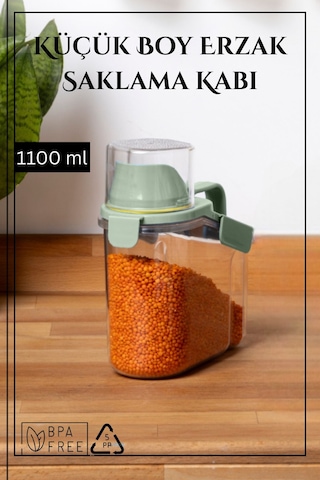 Contalı Sızdırmaz Erzak Saklama Kabı / 1100 Ml / Yeşil - Tekli Yeşil