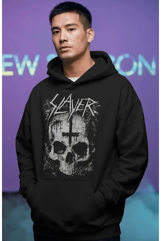 Sevbano Slayer Rock Metal Müzik Grubu Ön Baskılı Unisex Oversize Premium Siyah