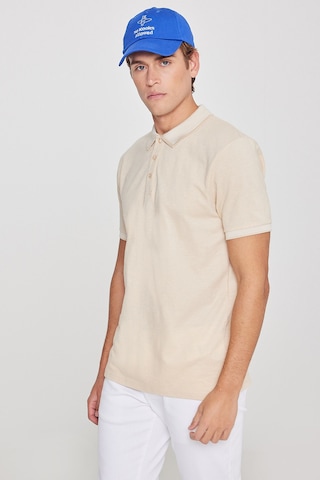 Ac&Co / Altınyıldız Classics 488670661 Düğmeli Polo Yaka Cepsiz Slim Fit Erkek Tişört Bej