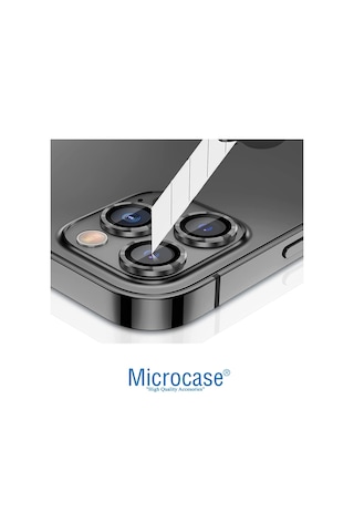 Apple Uyumlu iPhone 13 Pro Kamera Camı Lens Koruyucu Halka Set - Siyah