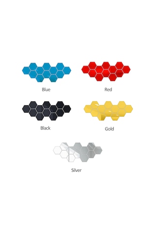 Honmex Altın Renkli 12 Adet 20x17 Cm Akrilik Yansıtıcı Duvar Sticker - Otomatik Yapışkan Altıgen Desenli Altın