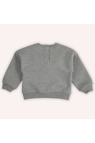 Kız Çocuk Tül Fiyonk Detaylı Sweatshirt Gri-melanj 2421gb08021-4847 001