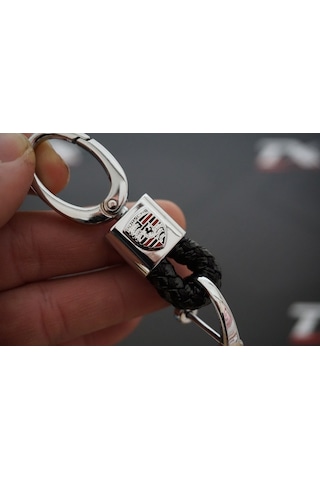 Porsche Uyumlu Logo Stil Hasır Desen Anahtarlık K (321809763)