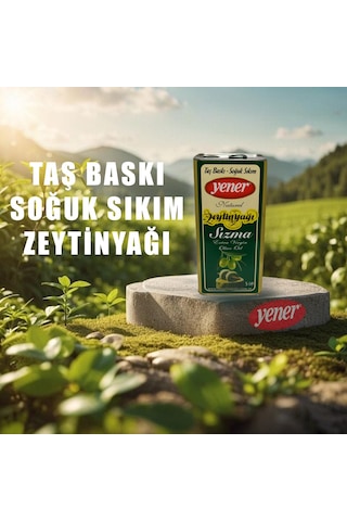 5 Lt Yener Taş Baskı Soğuk Sıkım Zeytin Yağı Yeni Mahsül 2025-2026