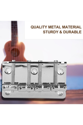Hfambition Gitar Teli Köprüsü 4 Telli Bas Gitar İçin Metal Malzeme Dayanıklı Easy Kurulum Gümüş