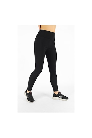 Kozik Siyah Kadın Toparlayıcı Yüksek lastikli Bel Fitilli Spor Tayt Siyah