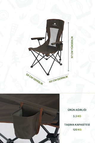 Baycamp Side Katlanır Kamp Sandalyesi Haki - Kahverengi