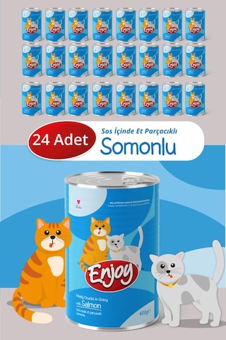 Enjoy Somonlu Kedi Konservesi Sos İçinde Et Parçacıklı 400 Gr X24 Enjoy Somonlu Kedi Konservesi Sos İçinde Et Parçacıklı 400 Gr X24