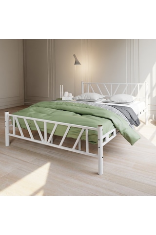 Gardenya Çift Kişilik Metal Karyola A Kalite, Ses Çıkarmaz ,ölçülü Model Karyola Beyaz