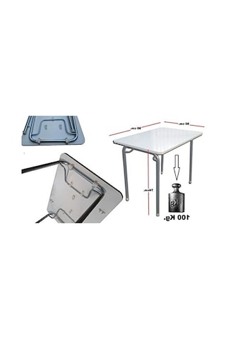 Katlanır Ayaklı Mutfak Yemek Masası Balkon Teras Piknik Masa 60x90 Cm. Üretimi Patentli Abanoz - Beyaz