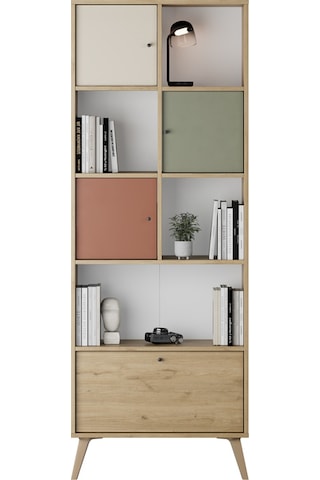 Terra Genç Odası 4 Kapaklı Kitaplık - Florida Meşe/karışık Renk 67x181x30 Cm Karışık