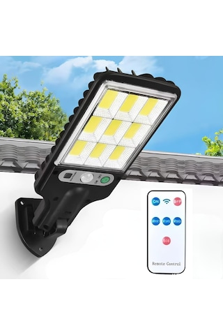 Jouis Solar Güneş Enerjili Sokak Lambası 72 Led - Ip65 Su Geçirmez Uzaktan Kumandalı Ve Hareket Sensörlü Cob Led Dış Mekan Duvar Aydınlatması, Bahçe, Otopark Ve Avlu Projektörü