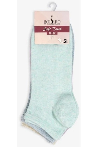 Bolero 5'li Soft Renkli Yazlık Düz Kadın Patik Çorap Çok Renkli