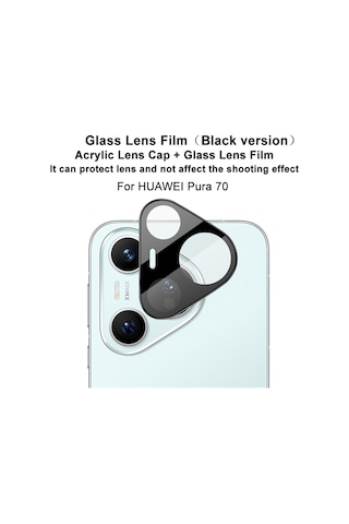 Huawei Pura 70 Uyumlu Siyah Çerçeveli Kamera Lens Koruyucu Temperli Cam