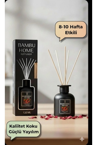 Bambuhome Dıffuser Oda Ofis Ortam Kokusu King Rose 120 Ml Reed Dıffuser Gül