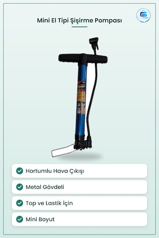 Şişirme Pompası Mini El Tipi Hava Basımı Hortumlu Top Ve Lastik Ş
