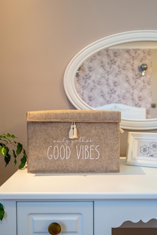 2 Adet Keçe Kapaklı Çok Amaçlı Mini Kutu Bej 35x24x24 cm Bej