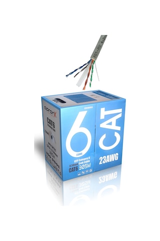 Apronx 305 Metre Cat6 Kablo Gri Renkli 23 AWG 0.50mm UTP Kablo