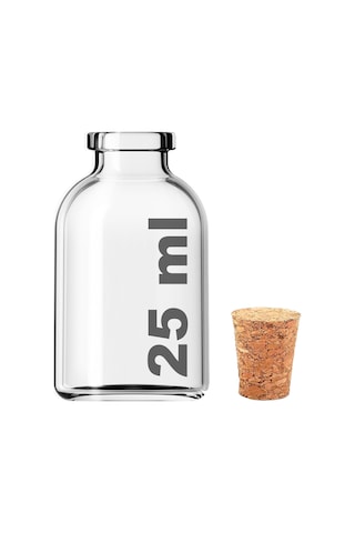 Afracam Şeffaf 25 ML 25 CC Mantar Tıpalı Cam Şişe